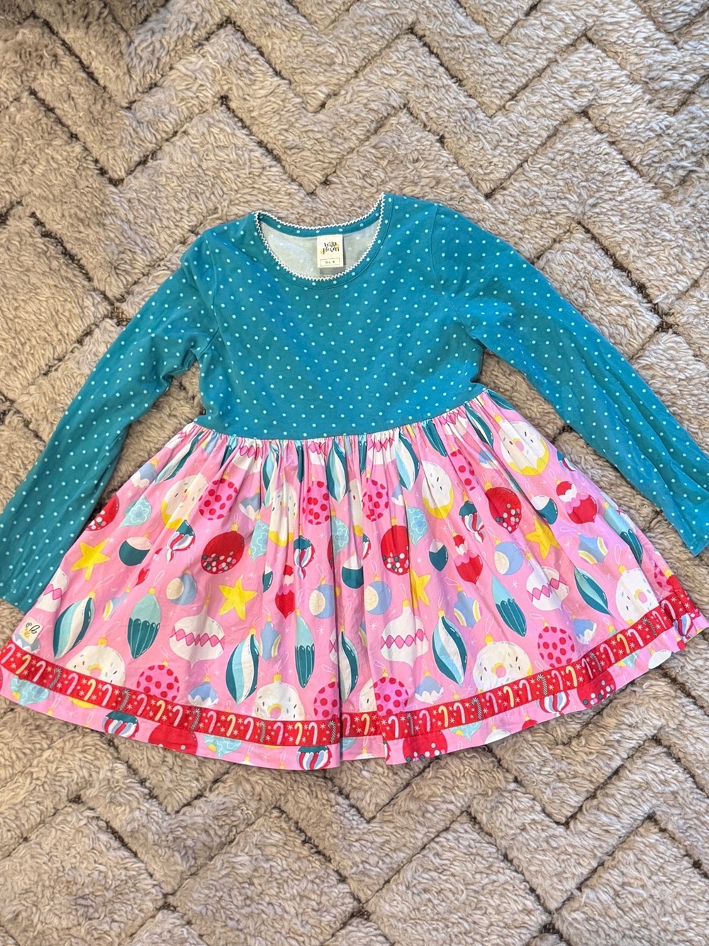 Wildflowers Teal and Pink Ornament Print Long Sleeve Tunic Top